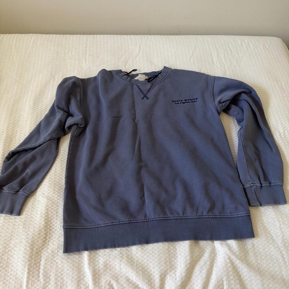 H&M Slate Blue Pullover Sweatshirt with Santa Monica Detail
